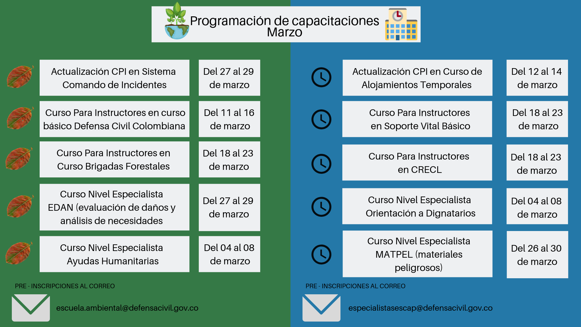 Cronograma Capacitaciones mes de marzo
