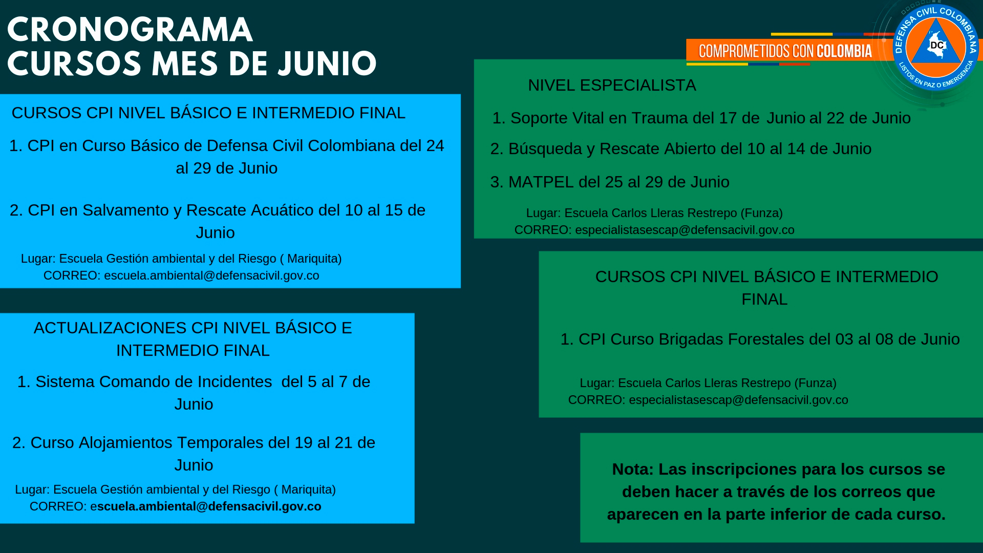 cronograma capacitaciones mes de junio